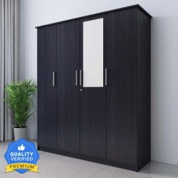 Flipkart Perfect Homes Julian Engineered Wood 4 Door Wardrobe(Finish Color - Chocolate Wenge, Mirror Included, Knock Down)