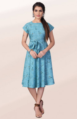 Women Fit and Flare Light Blue Dress