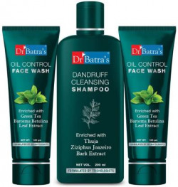 Dr Batra's Dandruff Cleansing Shampoo - 200 ml. and Oil Control Face Wash 200ml (Pack of 3 Men and Women)(3 Items in the set)