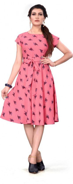 Women Fit and Flare Pink Dress