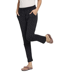 Bewakoof Women's Regular Fit Printed Black Cotton Pyjama - XS