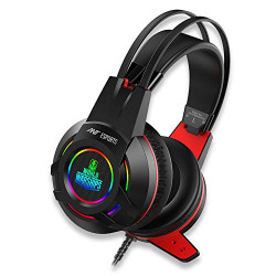 (Refurbished) Ant Esports H550W 7.1USB Surround Sound Gaming Headset with Noise Cancelling Mic & RGB Light, Compatible with PC/Laptop, World of Warship License Product  Black