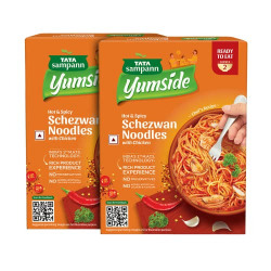 Tata Sampann Yumside Schezwan Noodles with Chicken | Hot & Spicy | Ready to Eat Meal | Serves 4 Pax | Pack of 2 | 285g*2