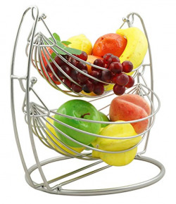 PARASNATH Stainless Steel 2 Step Swing Fruit & Vegetable Basket for Kitchen , Silver