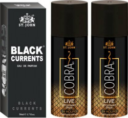 ST-JOHN Cobra Deodrant Live150ml Pack of 2 & Black Current 50ml Perfume Combo Gift Pack Perfume Body Spray  -  For Men & Women (350 ml, Pack of 3)