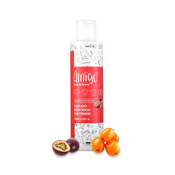 Amigo 200ml Natural Cleansing 2 in 1 Nourishing Face & Body Wash for Teenagers/Children/Kids/Teens Refreshing Bodywash All Skin Types No Paraben & Sulphate (Passion Fruit & Sea Buckthorn Extract, Age: 5+ Years)