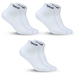 XJARVIS Athletic Ankle Length Half Terry Cotton Bamboo Socks Men & Women, Solid Sports Cushion Sneaker Unisex Towel Socks White Combo for Running, Cycling & Gym, Odour Free (Pack of 3)