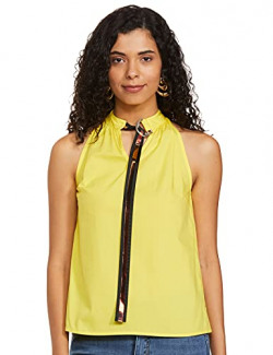 Kazo Women's Solid Regular Top (120491YLWXS_Yellow XS)