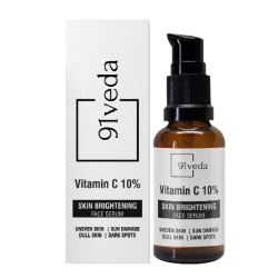 91Veda 10% Vitamin C Face Serum for Glowing & Oily Skin (Beginner Friendly Potent Vitamin C Formula) | Highly Stable & Effective Skin Brightening Vit C Serum | Non Irritating