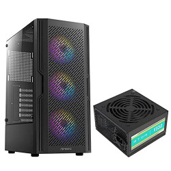 Antec AX20V55 RGB Tempered Glass High Airflow Mid-Tower Gaming Case with Atom V550 550 Watts Power Supply Pre-Installed
