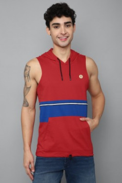 Allen Solly Colorblock Men Hooded Neck Red T-Shirt Starts@454