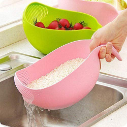 LEAWALL Plastic Handle Rise BOWLPulses Fruits Vegetable Noodles Pasta Colander Washing Bowl Strainer & Drainer & Perfect Size for Storing and Straining Pack of 1