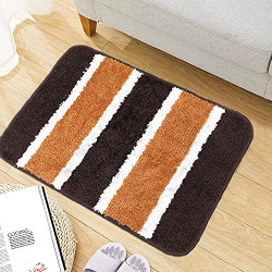 THE HOME TALK Microfiber Bath Mats - Ultra Soft Water Absorbent Carpets - Rugs for Kitchen Floor, Bath Room, Hall, Vanity - Doormat - Anti  Skid (Brown & Gold, 40 x 60cm)