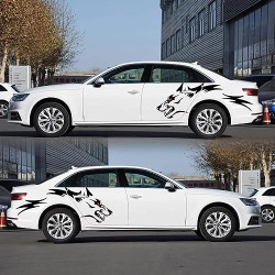 Car Graphics Running Wolf Sticker Vinyl Accessories 2Pcs All Cars (Black)