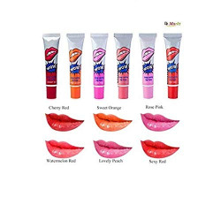 Aaina Women Romantic Bear Peel Off Combo Set Lipstick, Glossy Finish, (Pack Of 6) - Multicolor