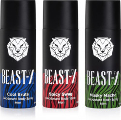 BEAST - X Cool Brute, Spicy Swag and Musky Macho Deodorant Spray  -  For Men(450 ml, Pack of 3)
