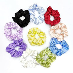 ANNACREATIONS Premium Soft Super Elastic Satin Hair Scrunchies For Women And Girls - 10 Pcs