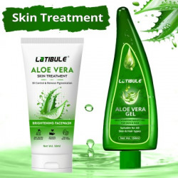 Latibule Aloe Vera Face Wash & Aloe Vera Face Gel Natural for Dry Skin with for Tan removal and Skin brightning - Man & Women(200 ml)