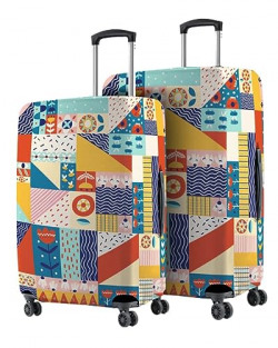Nasher Miles Polyester Protective Luggage Cover Set of 2 (Medium-Large) - Flower Design