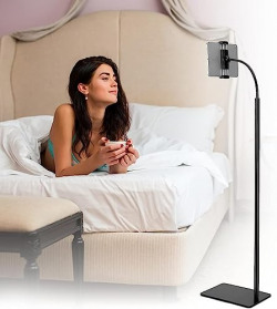 Hold Up Sturdy Base Lazy Mobile/Tablet Holder Height-Adjustable Stand with 360 Rotatable Phone Holder and Flexible Gooseneck for Leisure Watching and/or Photoshoot & Videography, Live Broadcasting