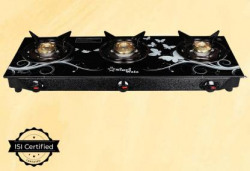 Sigri-wala Cute ISI Certified LPG Only Glass Manual Gas Stove (3 Burners)