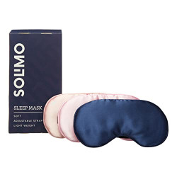 Amazon Brand - Solimo Sleep Mask, Ultra Smooth, Adjustable Strap, Total Blockout (Blue, Pink, Copper Pack Of 3)