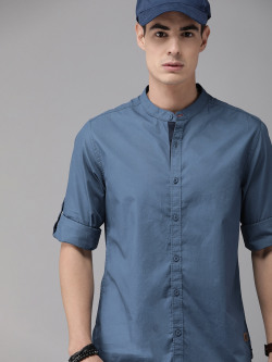 Roadster Men Blue Regular Fit Solid Sustainable Casual Shirt