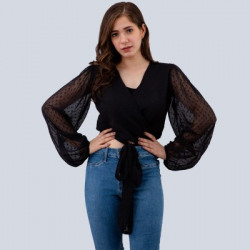 PRETTY LOVING THING Casual Full Sleeve Solid Women Black Top
