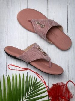 SNEAKERSVILLA New Comfortable & Trendy Flat Sandals For Women's And Girl's Women Pink Flats