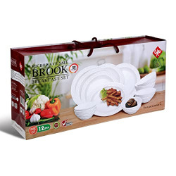 BMS Lifestyle Presents UTC Brook Design Plastic Bowls Microwave Safe 12 Pcs Breakfast Set, Colour May Vary
