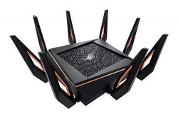 ASUS GT-AX11000 Mbps ROG Rapture Router (Black) Tri-Band WiFi 6 Gaming WiFi Router 10 Gigabit with a Quad-core CPU, FS Band, wtfast, AiMesh WiFi System, Adaptive QoS and Free Network Security