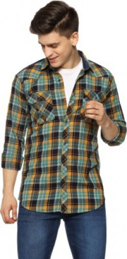 CAMPUS SUTRA Men Checkered Casual Light Green Shirt