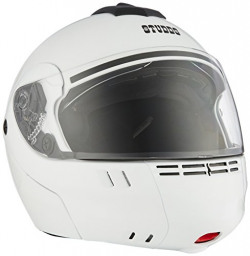 Studds Ninja 3G Flip Up Full Face Helmet with Double Visor (White, M)