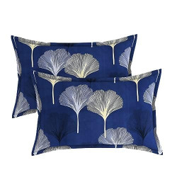 BSB HOME Present Designer Printed Cotton 160 TC Standard | Regular | King Size Pillow Cover Set of 2 Piece (18x28 Inches, Blue and White)