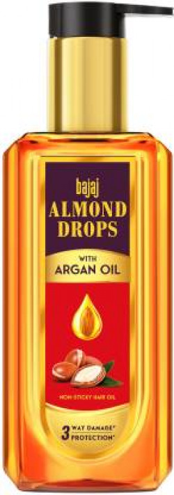 BAJAJ Almond Drops non sticky , with Almond & Argan for damage protection Hair Oil (200 ml)