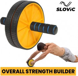 SLOVIC Double Wheel Ab Roller Gym For Exercise Fitness Equipment Ab Exerciser (Yellow)
