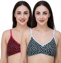 Fasense Women's Wire Free Non Padded Cotton Bra (BVCOM027_Sky Blue, Rose_34C)
