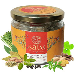 SATV Immunity Booster Herbal Tea I Loose I Respiratory Health, Cough Cold I 12 Ayurvedic Potent Herbs I Gilloy + Tulsi+ Arjuna + Nirgundi + 8 herbs I Only Herbs I No Caffeine I 50 gm