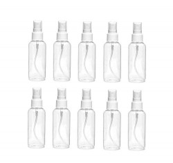 Lakeer 100 ml Plastic Empty Spray Bottle Refillable Fine Mist Perfume Atomizer for Sanitizer Travel Beauty Makeup (Pack of 10)