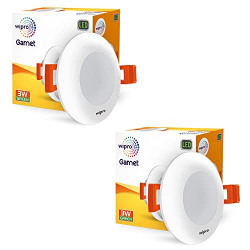Wipro Polycarbonate Garnet 3W LED Mini Downlight|Green|Compact Design with 120 Beam Angle|Recessed Down Light for False Ceiling|Cutout - 2.3 Inch|Pack of 2