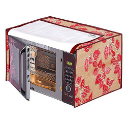 Amazon Brand - Solimo PVC 30 Litre Microwave Oven Cover, Leaf, Red