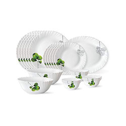 Larah By Borosil Oval Opalware Dinner Set, 21 Pcs, White