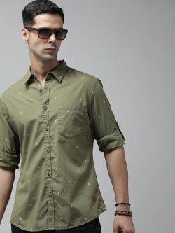 The Roadster Life Co. Men Romain Printed Pure Cotton Casual Shirt