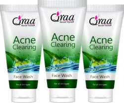 Qraa Anti Acne Neem FaceWash | Salicylic Acid, Vitamin B5 | For Pimples | All Skin Types | Bright, Clear Skin | Pack of 3 | 150 ml Face Wash(150 g)