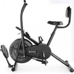 BIONFIT | Air Bike Exercise Cycle For Home | With Twister & Back Support | Moving Handle Dual-Action Stationary Exercise Bike(Black)