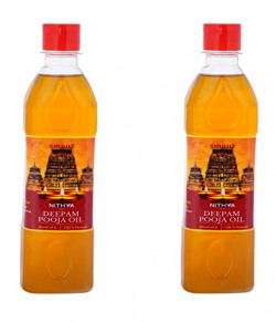 Nithya Organics Pure Panchguna Deepam Puja Oil with Jasmine Fragrance, Deepam/Diya/Lamp Oil 500 ml Pack of 2