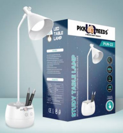 Study Table Lamp Rechargeable Eye Protection Desk Lamp Touch On/Off+Pen Holder+Night lamp Study Lamp (35 cm, Study Lamp+Night Lamp)