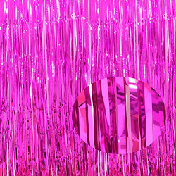 Crackles Metallic Tinsel Pink Foil Fringe Curtains 3ft x 6ft for Birthday, Anniversaries, Graduation, Retirement, Baby Shower, New Year Decoration- Pack of 2