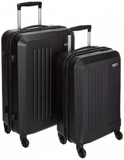 Amazon Brand - Solimo Set of 2 (55 cm + 66 cm) Black Hardsided Trolley