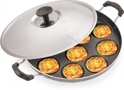 iVBOX Eco-Plus Non-Stick Appam Maker 12 Cavity Paddu Pan Paniyarakkal Patra Paniarakkal with Lid 1 L capacity 23 cm diameter(Aluminium, Non-stick)